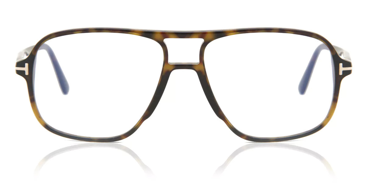 Tom Ford FT5737-B 052 Blue-Light Block Men's Eyeglasses Tortoiseshell Size 56 - Blue Light Block Available | SmartBuyGlasses Global