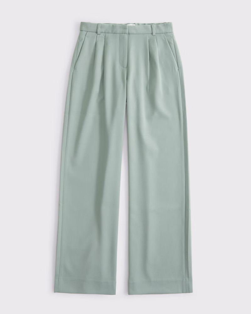Abercrombie & Fitch Women's A&F Sloane Low Rise Tailored Wide Leg Pant in Green - Size 32 | Abercrombie & Fitch (US)