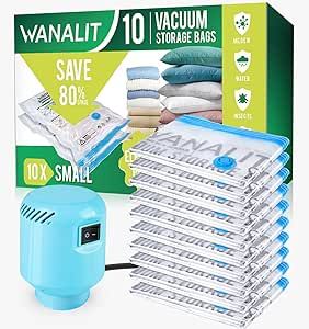 Vacuum Storage Bags with Electric Pump, 10 Pack Small Size（24" x 16"）Reusable Compression Spa... | Amazon (US)