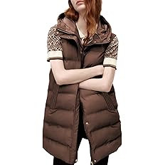 Tanming Women's Long Puffer Vest Casual Sleeveless Puffy Jacket with Removable Hood | Amazon (US)