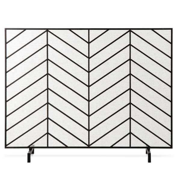 Best Choice Products 38x31in Single Panel Handcrafted Iron Chevron Fireplace Screen w/ Distressed... | Target