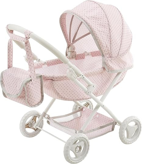 Olivia's Little World Polka Dot Princess Baby Doll Pram Stroller with Retractable Canopy & Storag... | Amazon (US)