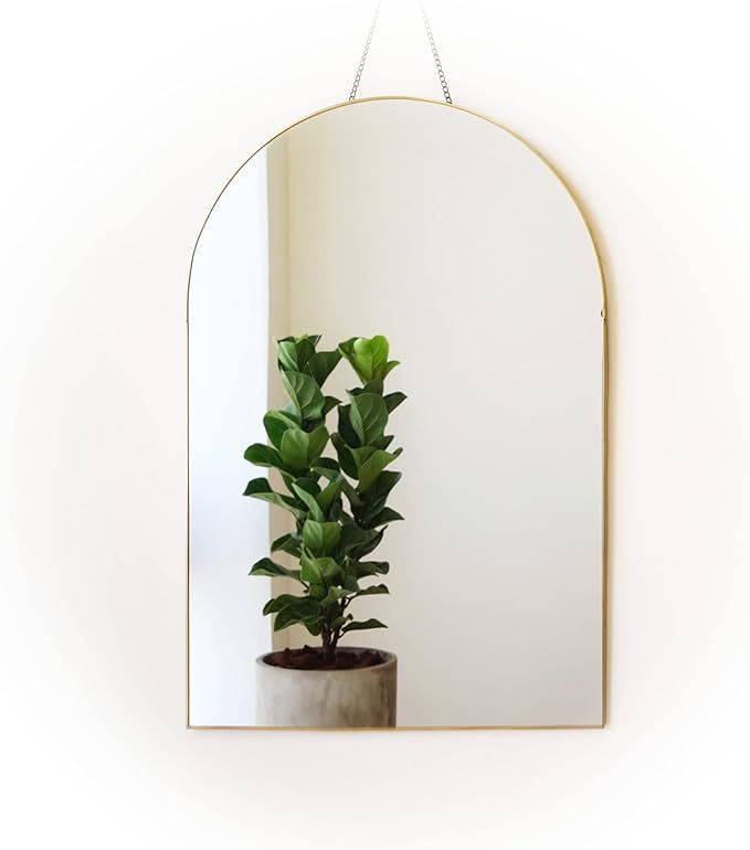 FONDAZZA Hanging Wall Mirror, Gold Brass Trim, 12.6 X 18.9 Inch Wall Art Decor for Living Room, B... | Amazon (US)