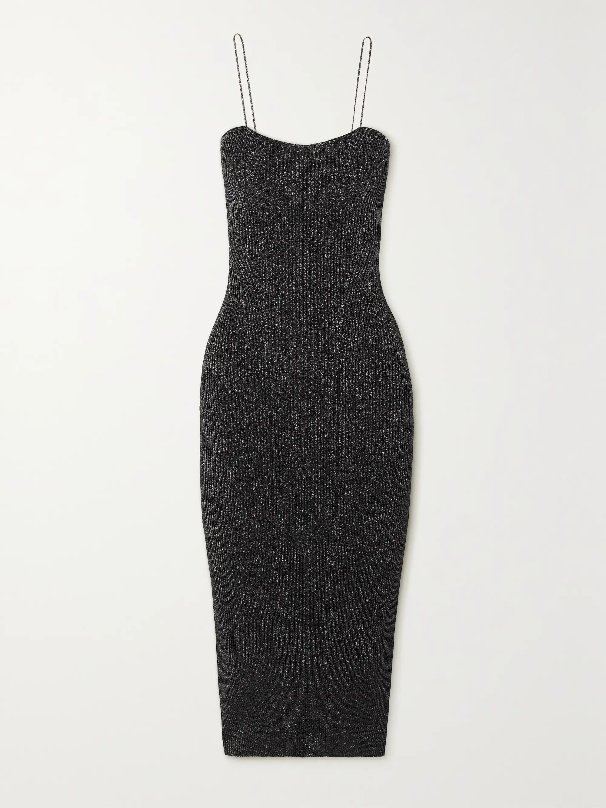 Pilar metallic ribbed-knit midi dress | NET-A-PORTER (US)