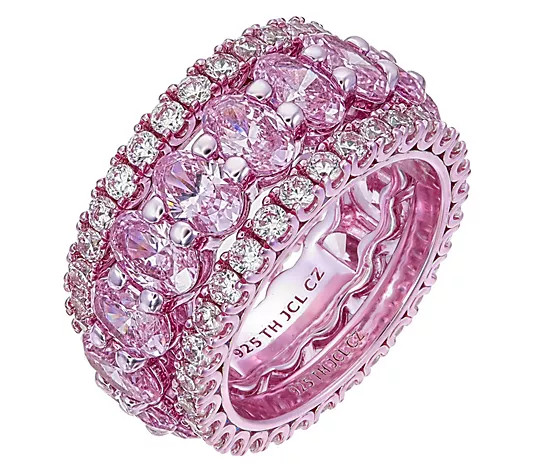 Make Your Selection: Diamonique x Jennifer Miller Pink Eternity RingSet, Sterling | QVC
