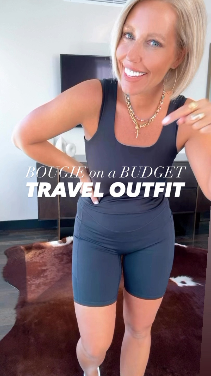 Travel OOTD! Wasn’t sure when I would be able to check-in to the room so wanted to wear something comfy but still put together! 
⬇️⬇️⬇️
Tanks and blazer size small
Shorts sized up to medium 
Shoes TTS

#LTKFindsUnder50 #LTKCon #LTKTravel