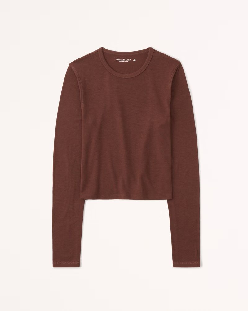 Women's Long-Sleeve Refined Cozy Crew Tee | Women's 30% Off Select Styles | Abercrombie.com | Abercrombie & Fitch (US)