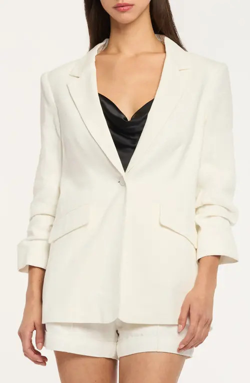 Cinq à Sept Kylie Linen & Cotton Blazer in Ivory at Nordstrom, Size 12 | Nordstrom