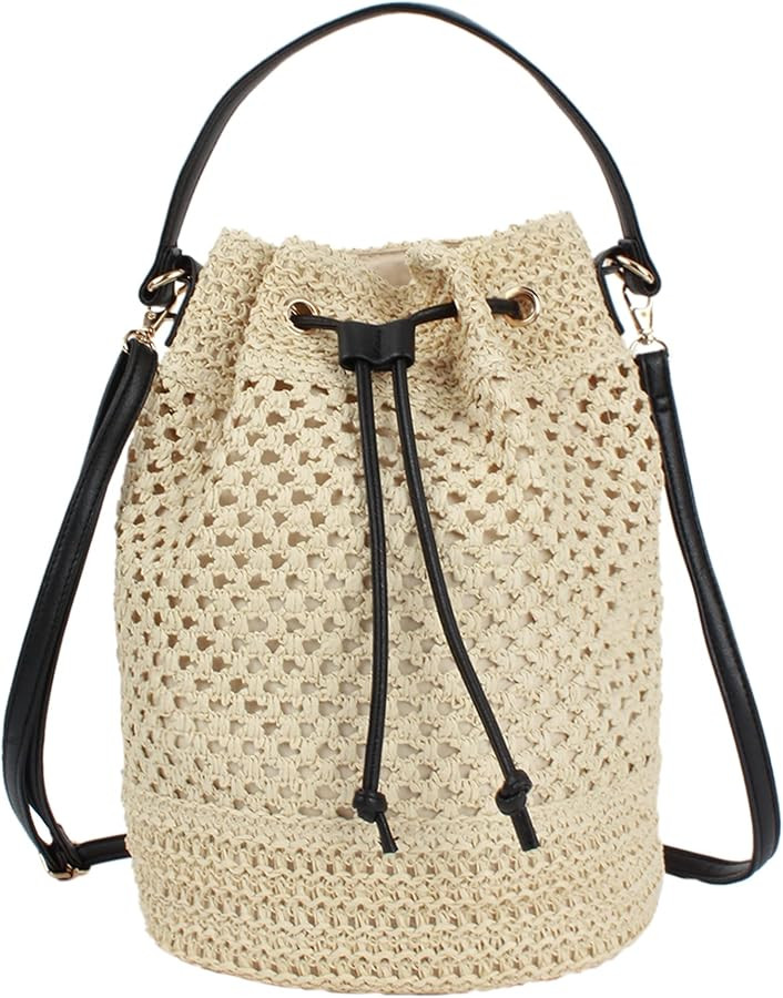 Van Caro Handwoven Cotton Straw Shoulder Bag Crochet Tassel Beach Bohemian Purse for Women | Amazon (US)