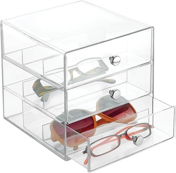 Amazon.com: iDesign Plastic Divided 3-Drawer Vanity & Countertop Organizer – 7" x 6.5" x 6.5”... | Amazon (US)