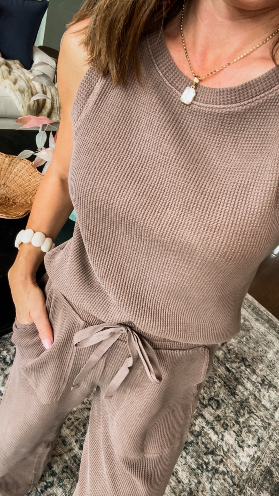 Online and on SALE. Waffle matching set. 
XS in both. Regular. 
My color: sweet taupe 
Necklace : code- twopeasinablog 

#LTKSeasonal #LTKmomlife