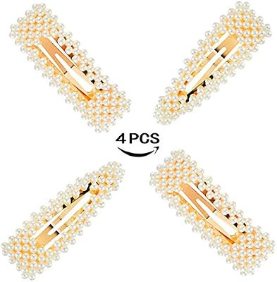 Pearl Hair Clips for Women Girls, J-MEE 4pcs Non-Slip Artificial Pearl Barrettes Bobby Pins Snap ... | Amazon (US)