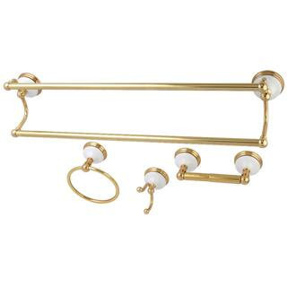 Traditional 4-Piece Bath Hardware Set in Polished Brass | The Home Depot
