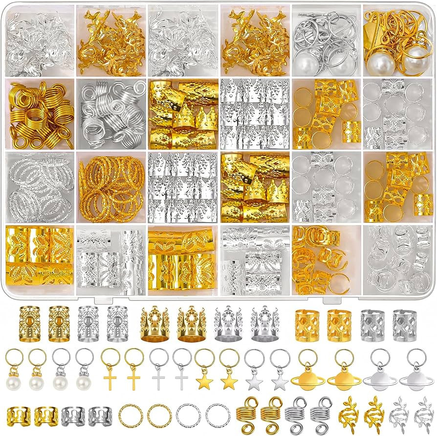 296PCS Hair Jewelry for Braids, Gold & Silver Hair Cuffs Charms Braid Jewelry Metal Hair Clips fo... | Amazon (US)