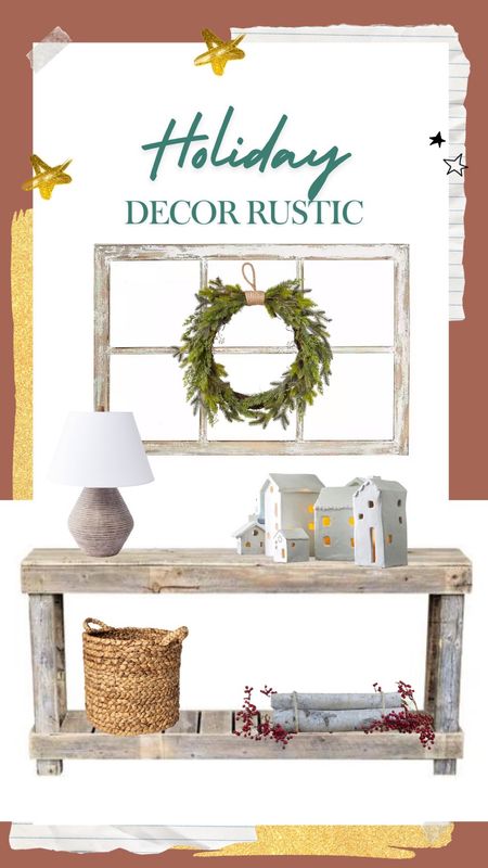Cute entryway holiday corner! If you have a rustic vibe to your decor this is such a cute way to spruce it up with some holiday decor! There are so many ways to style your home for the holidays! These little houses would be great for even after the holiday! We love a wreath over the rustic window frame and can’t forget to add some fire logs to get that cozy vibe going in the home! 

#LTKstyletip #LTKGiftGuide #LTKHoliday