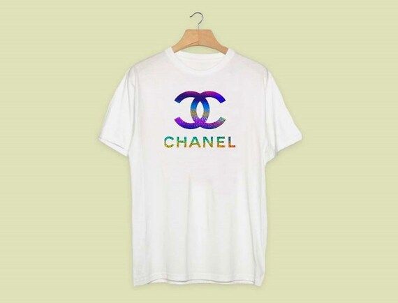 chanel inspired tshirt, cc glitter t-shirt, coco chanel tee, chanel logo inspired clothing | Etsy (US)