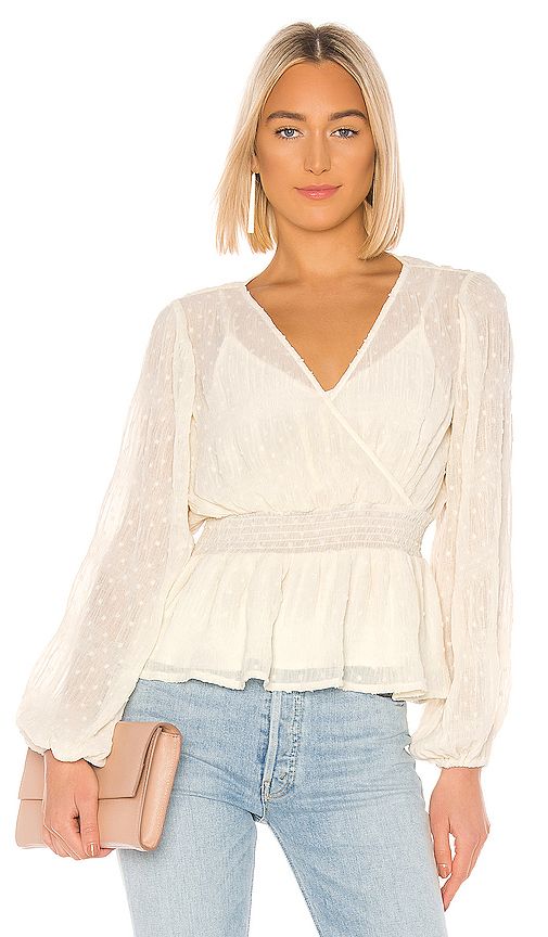 Line & Dot Kate Chiffon Overlay Top in White. - size XS (also in S,L) | Revolve Clothing (Global)