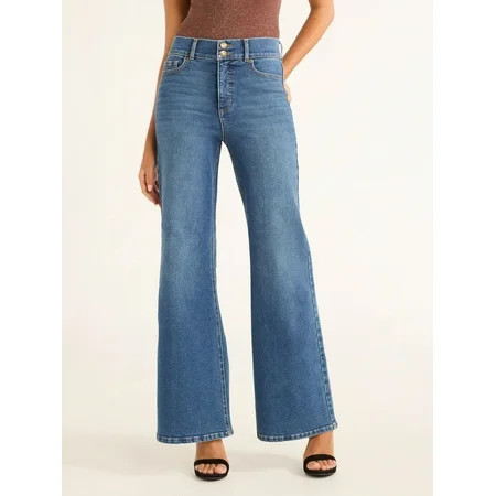 Sofia by Sofia Vergara Women s and Women s Plus Margot Wide Leg High Rise Jeans 30.5 and 34.5 Inseams Sizes 0-28 | Walmart (US)