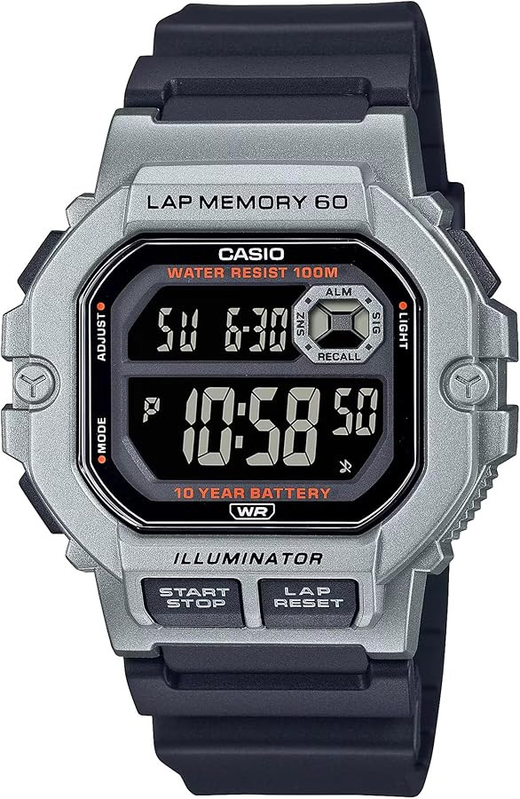 Casio WS1300H Series | Digital Watch | 100 Meter Water Resistance | LED Backlight | 1/100 SEC Sto... | Amazon (US)