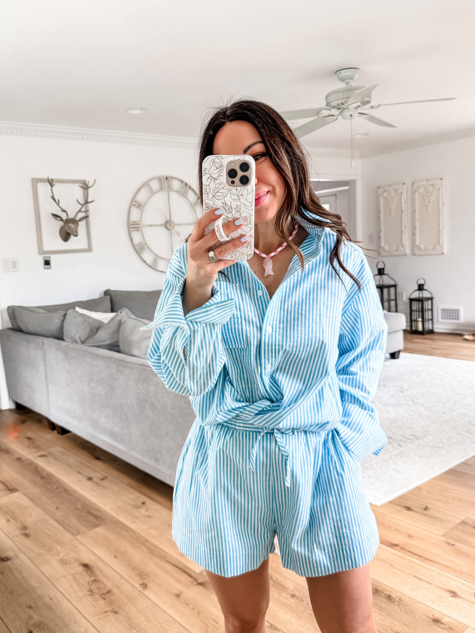 Small shorts. Small button down top.. such a cute matching set for vacation

#LTKOver40