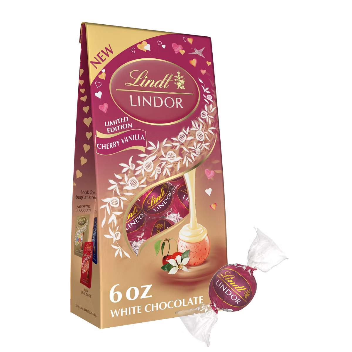 Lindor Valentine's Cherry Vanilla Truffle Bag - 6oz | Target