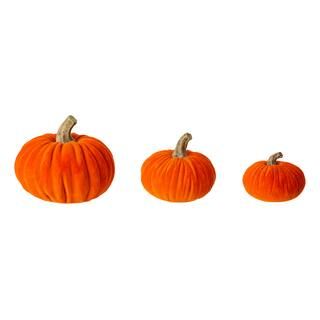 Glitzhome® Orange Velvet Pumpkins Set | Michaels Stores