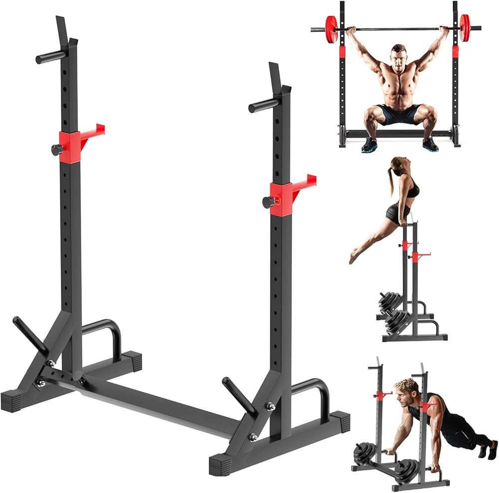 Squat Rack, Barbell Rack, Bench Press 550 LBS Max Load Adjustable Squat Rack Stand Multi-Function... | Amazon (US)