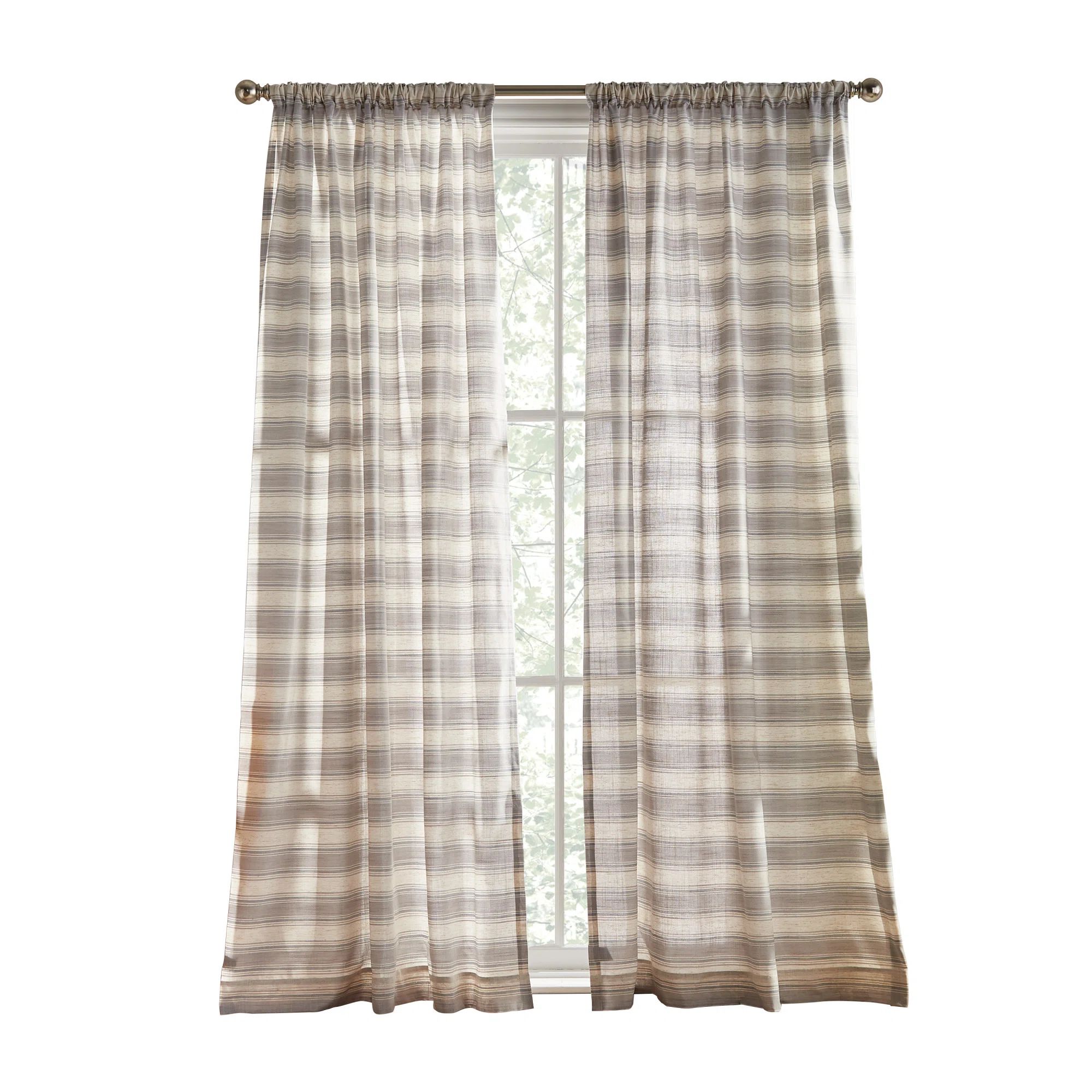 Whelan Stripe Semi-Sheer Curtain Pair | Wayfair North America