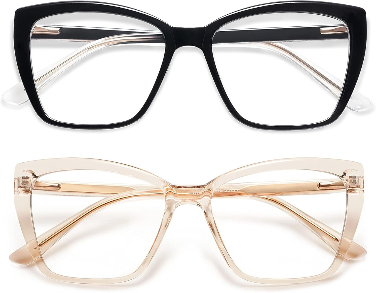 AMOMOMA Trendy TR90 Oversized Blue Light Reading Glasses Women,Stylish Square Cat Eye Glasses AM6... | Amazon (US)