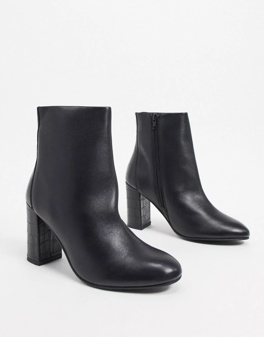 ASOS DESIGN Resilient leather heeled boots in black | ASOS (Global)