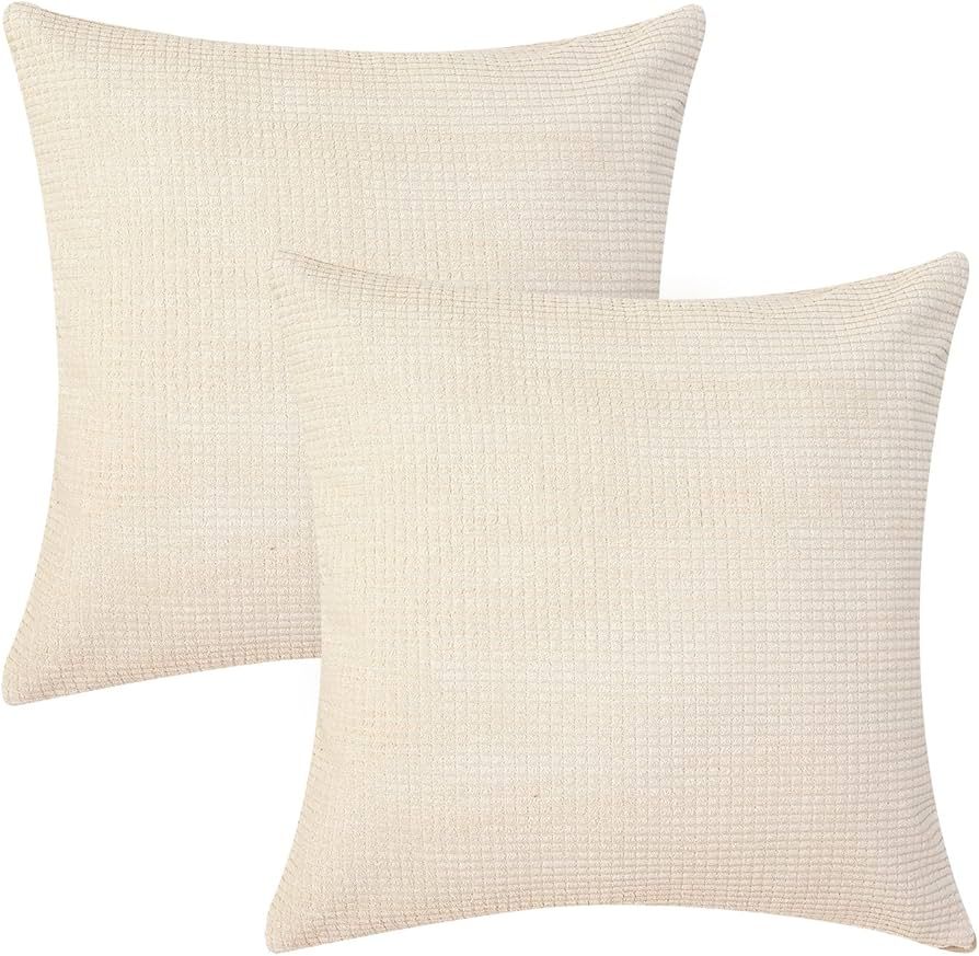 Cream Euro Sham Pillow Covers - Spring Garden Home Fall Winter Decorative Boho 20x20 Inch Pillow ... | Amazon (US)