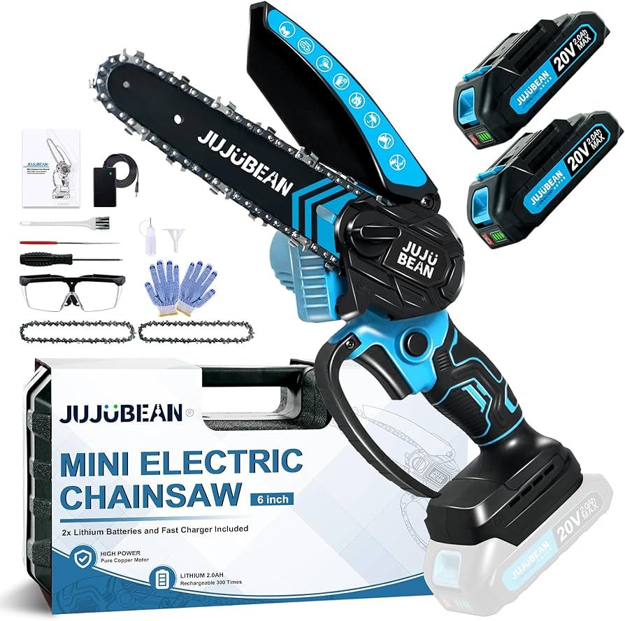 JUJUBEAN Mini Chainsaw 2024-6 Inch Battery-Powered Electric Chainsaw Kit with Rechargeable Batter... | Amazon (US)