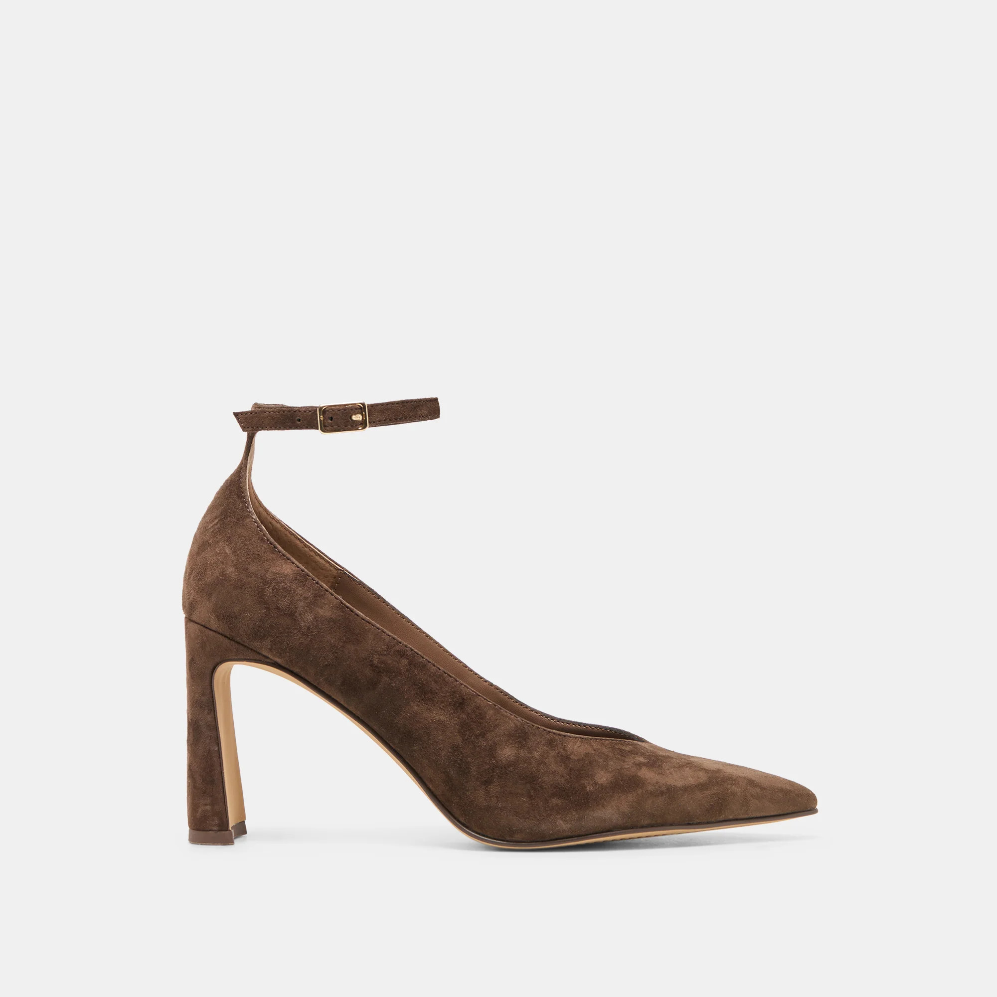 KARSIN Dk Brown Suede Closed-Toe Heels | Dolce Vita | DolceVita.com