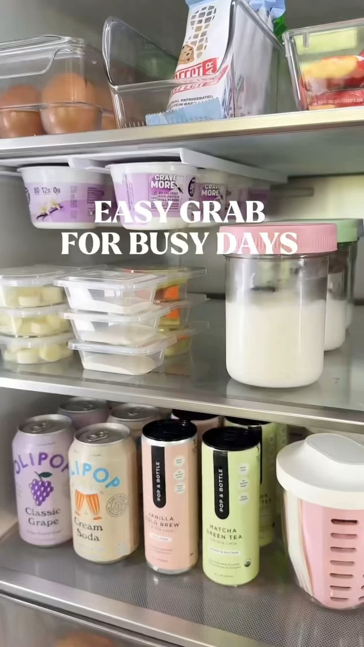 Fridge, but make it functional. A little organization goes a long way — clear bins, labeled containers, and prepped snacks mean meals are ready to grab + go. Saves time, saves stress, and looks so satisfying. 
#FridgeOrganization #MealPrepMadeEasy #LTKHome #KitchenGoals 

 #LTKU #LTKHome #LTKFindsUnder100