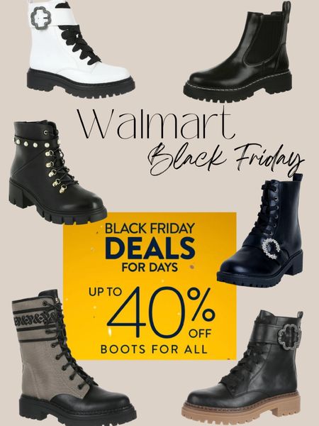 Walmart Black Friday deals for days 40% off women’s boots! Combat boots, Chelsea boots, luv boots, doc martens. 

#LTKGiftGuide #LTKshoecrush #LTKCyberweek