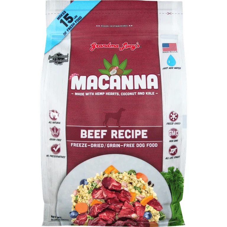 Grandma Lucy's Macanna Grain-Free Beef Freeze Dried Dog Food, 3 Lb | Walmart (US)