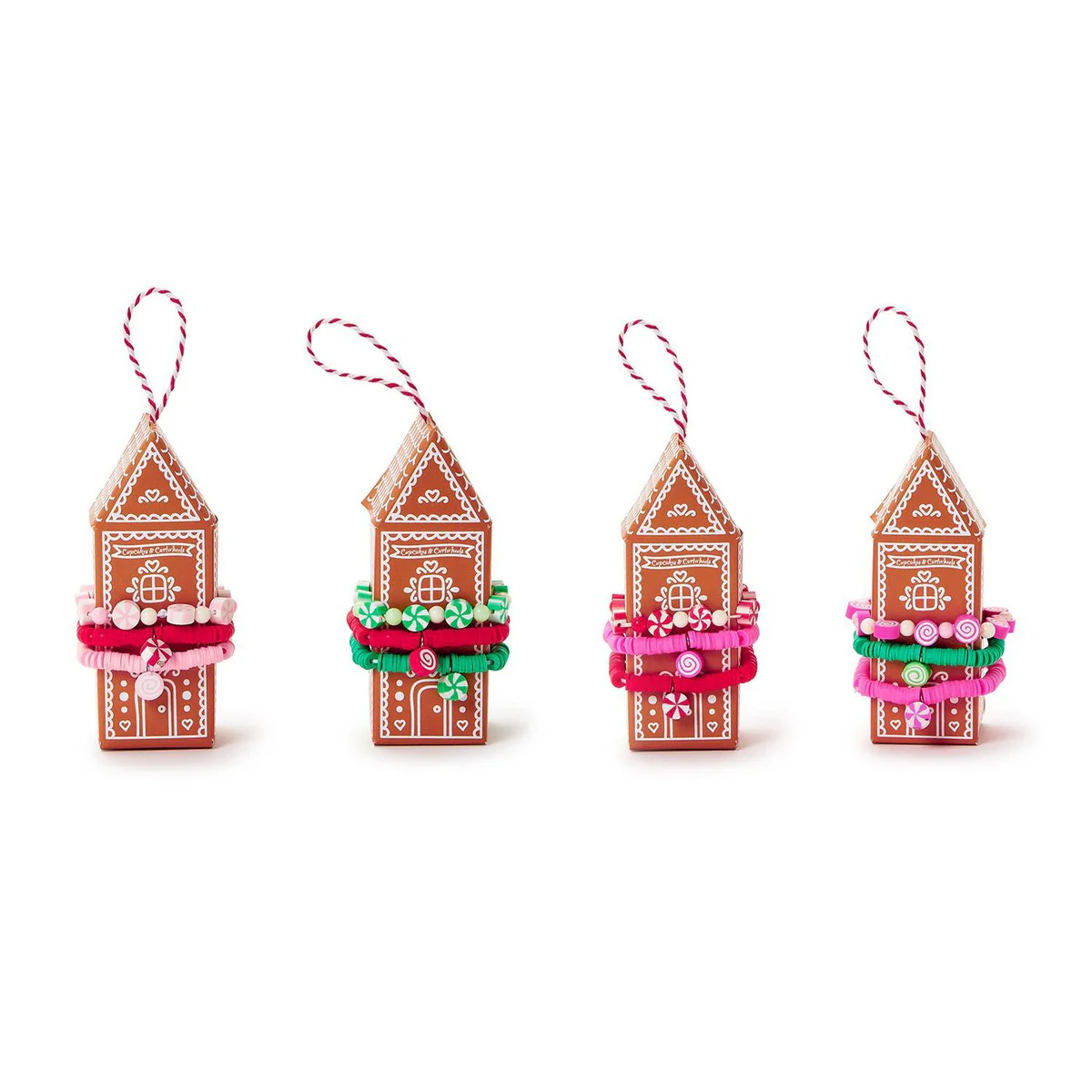 Peppermint Candy Elastic Bracelets on Gingerbread House Gift | Ellie and Piper