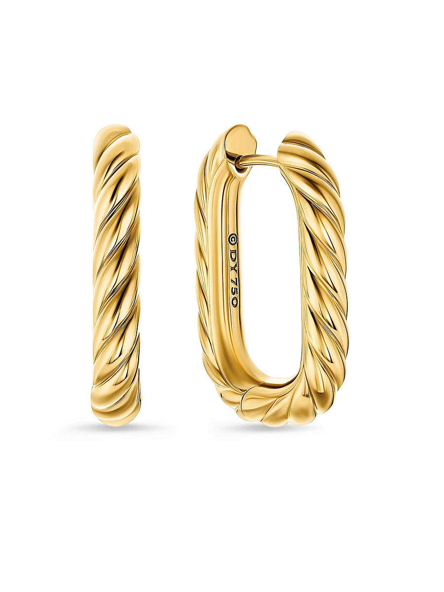 Women's Madison Cable Hoop Earrings in 18K Yellow Gold, 24.3MM - Gold | Saks Fifth Avenue