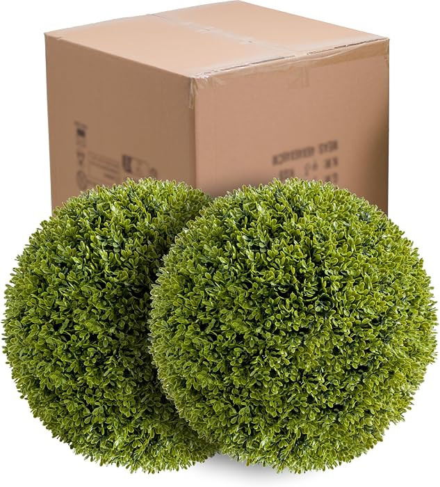 2 Pack 15.7" Artificial Boxwood Topiary Balls - Realistic Faux Greenery for Porch, Patio, Balcony... | Amazon (US)