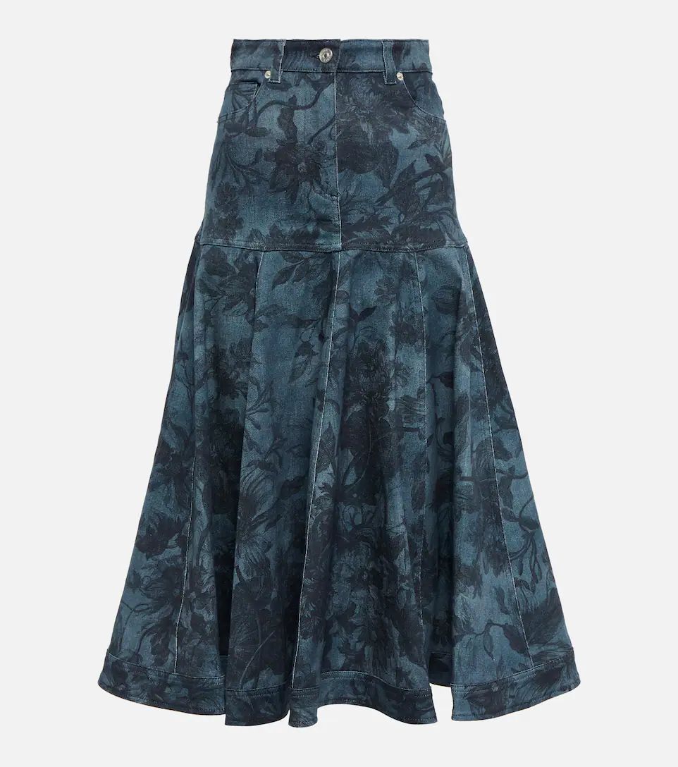 Lacey floral denim midi skirt | Mytheresa (US/CA)