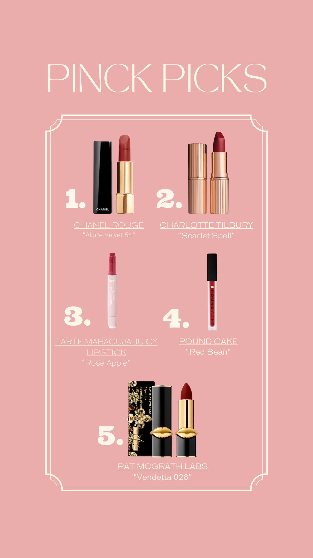 Red Lipstick, Top Beauty Picks, Classic Red Look, Chanel, Tarte Cosmetic, Pat McGrath Labs, Charlotte Tilbury, Dior, Pound Cake 

 #LTKFindsUnder50 #LTKStyleTip #LTKBeauty