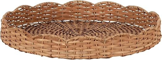 Kate and Laurel Wavley Modern Round Scalloped Woven Rattan Tray, 18 Inch Diameter, Natural Rattan... | Amazon (US)