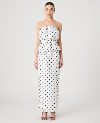 French Connection Womens Strapless Polka Dot Peplum Top Maxi Skirt | Macy's