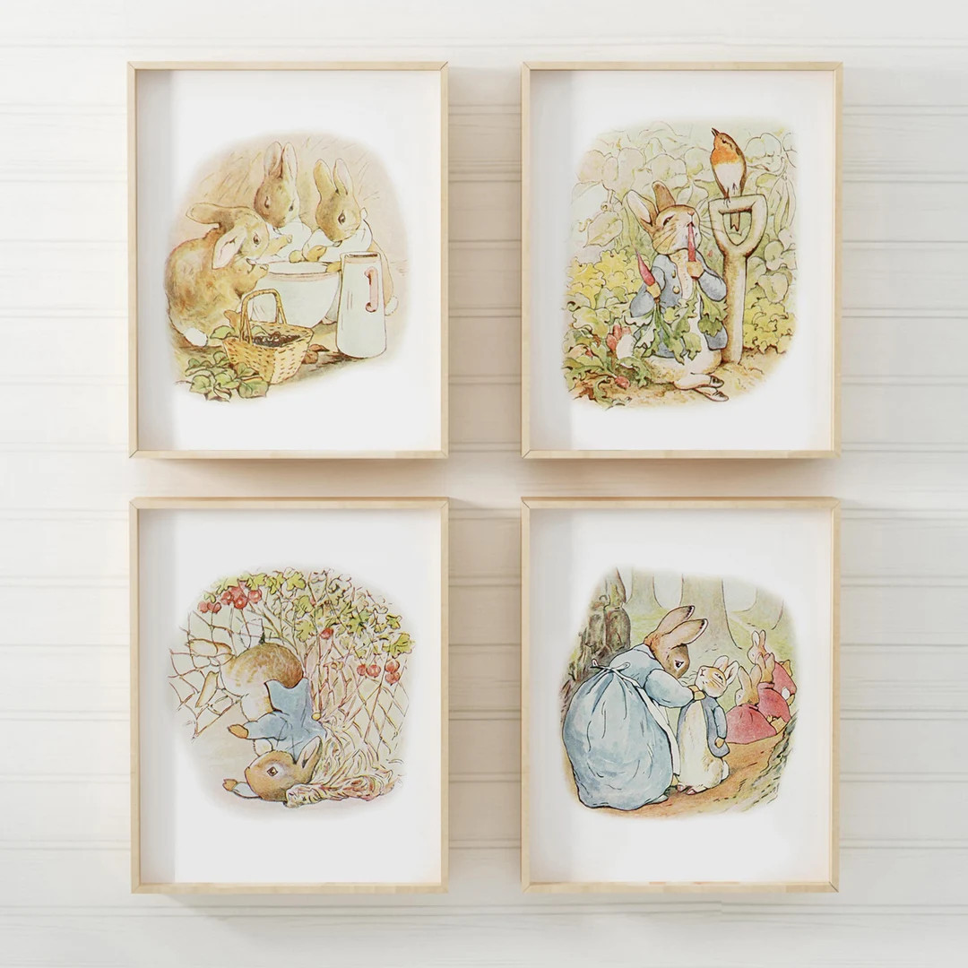 PETER RABBIT Wall Art Peter Rabbit Prints Vintage Boy Nursery Decor Beatrix Potter Baby Shower Gi... | Etsy (US)