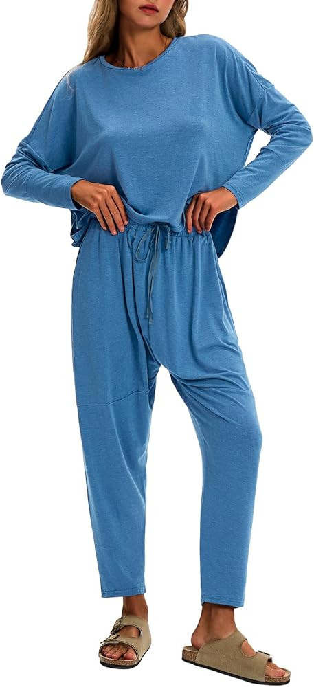 Byinns Women's 2 Piece Lounge Loose Sets 2024 Travel Fall Long Sleeve Outfits Casual Tracksuit Sw... | Amazon (US)
