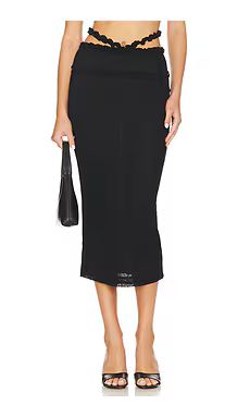 Camila Coelho Amorazo Midi Skirt in Black from Revolve.com | Revolve Clothing (Global)