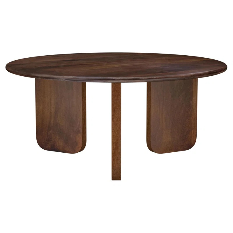 Shriner Round Solid Mango Wood Coffee Table Brown | Wayfair North America