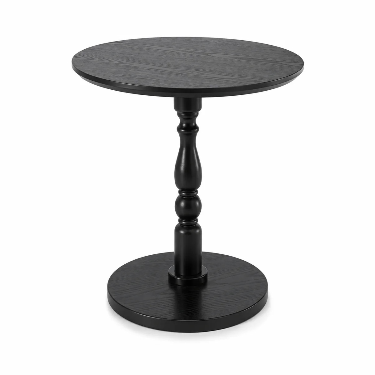 Vintage Round Wooden Side Table with Turned Pedestal Base | Wayfair North America