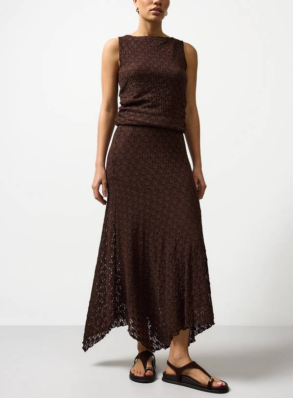 Brown Hanky Hem Lace Midaxi Skirt 16 | Tu Clothing