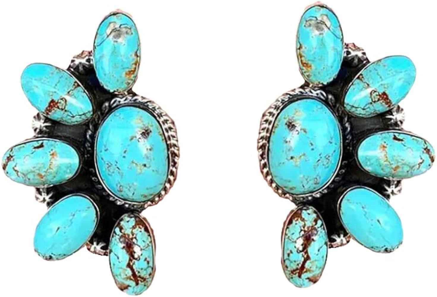 Western Earrings Boho Turquoise Oval Drop Dangle Earrings for Women Beaded Western Flower Teardro... | Amazon (US)